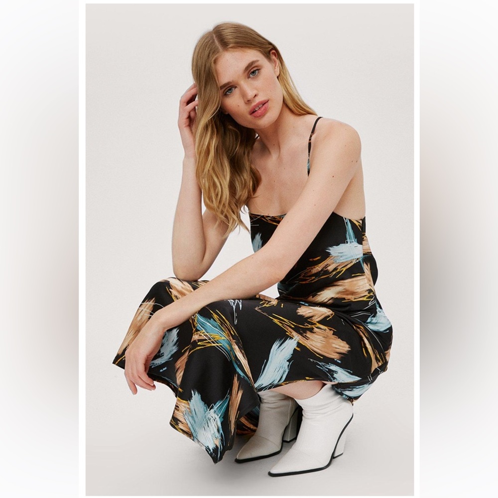 Abstract animal print maxi slip dress